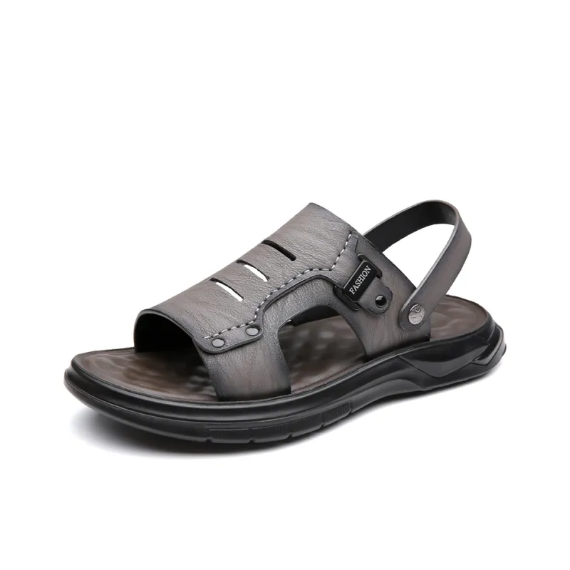 PAMATE Beach Sandals Men Gray/Yellow/Brown-0
