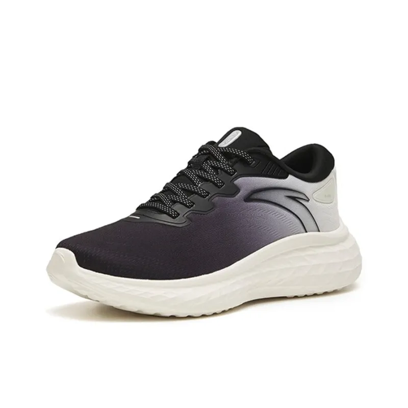 Anta Cushioned Wear Resistant Breathable Rebound Low Top Running Shoes Men's Black White-2