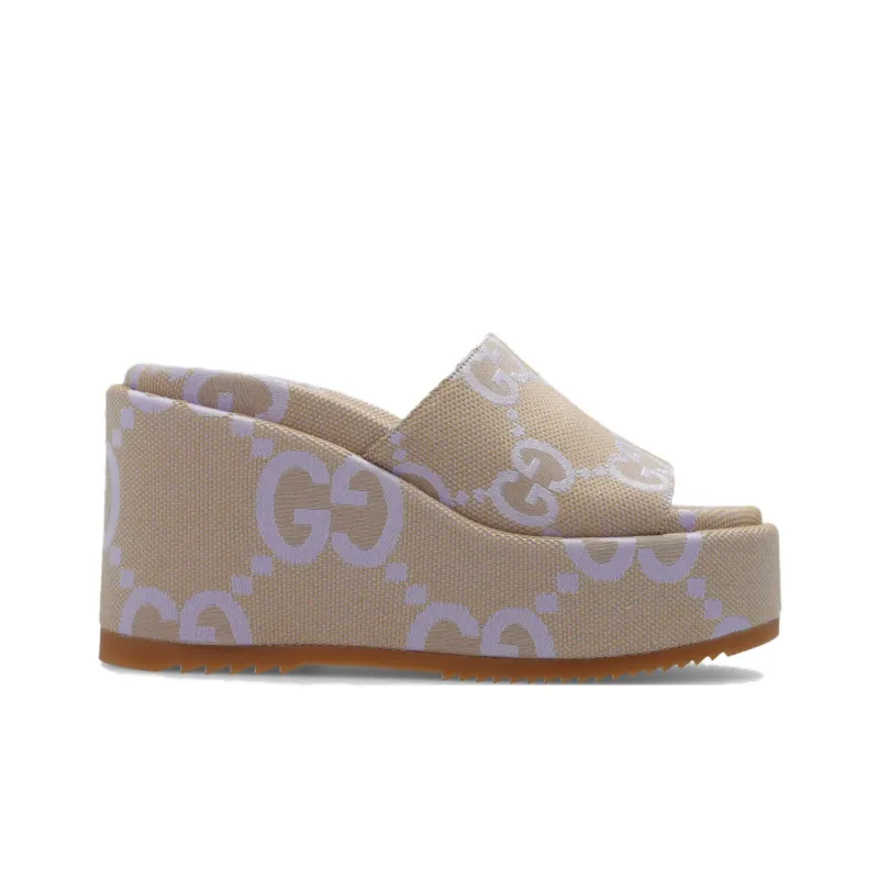 GUCCI Women's Platform Sandal 'Jumbo Gg Beige Lapis' Women's-1