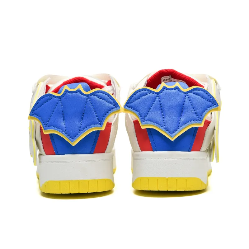 ABCIO Anti Slip Wear Resistant Low Top Skateboard Shoes Women's White Red-65