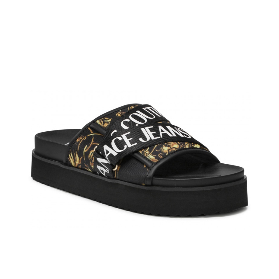 VERSACE JEANS Couture Slide Slippers Men Black - POIZON