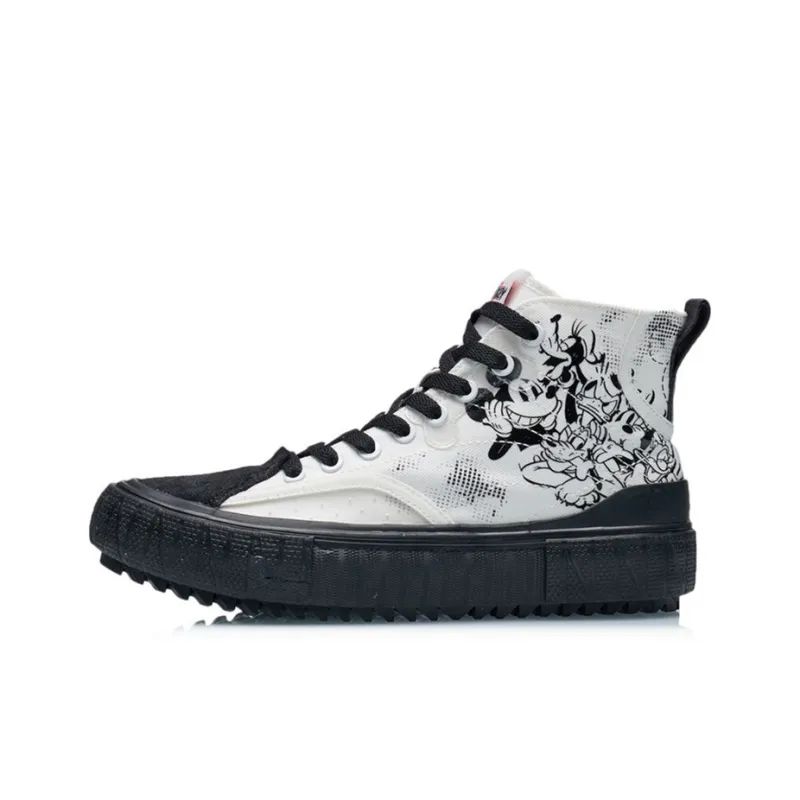 Li Ning X Disney Canvas Hi Shoes 'White Black' Women's-0
