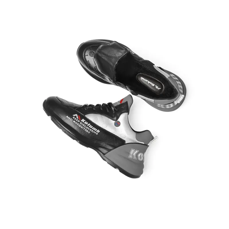 Kolumb Thermal Moisture Wicking Slip Resistant Mid Top Casual Shoes Men's Black Silver Gray-2