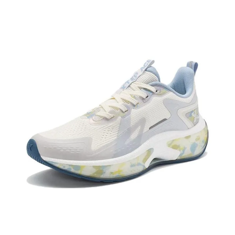 XTEP Anti Slip And Wear Resistant Breathable Low Top Casual Running Shoes Women's White Gray Blue-1