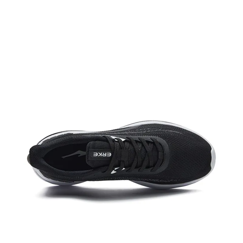 Erke Cushioning, Wear Resistant Low Top Running Shoes Men's Black White-2