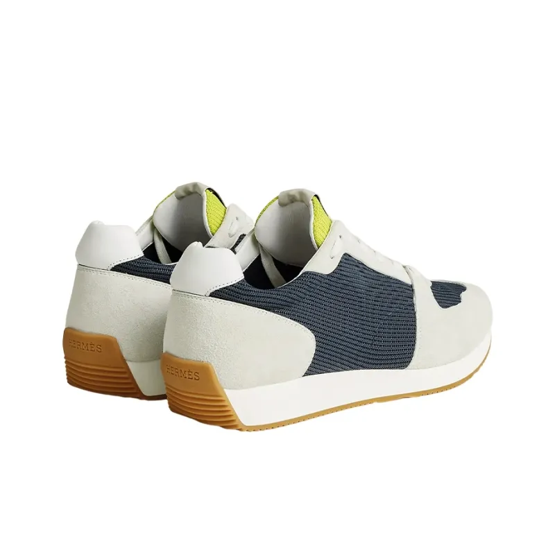 HERMES Low Top Casual Shoes Men's Blue White Yellow-4