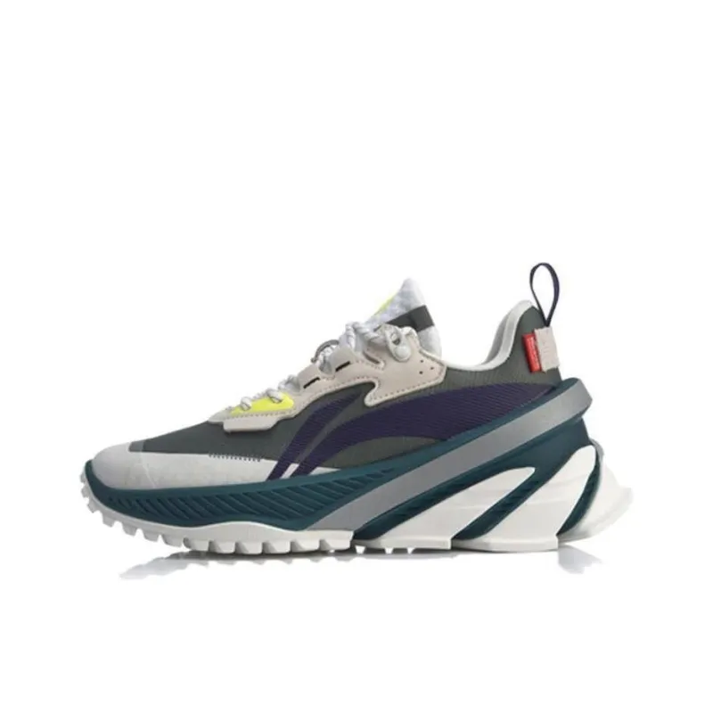 LiNing Non slip Lightweight Low Top Running Shoes Men's Brown Purple Green-0