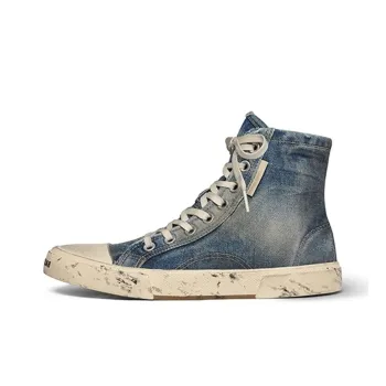 Balenciaga Paris High Top Blue Destroyed Denim
