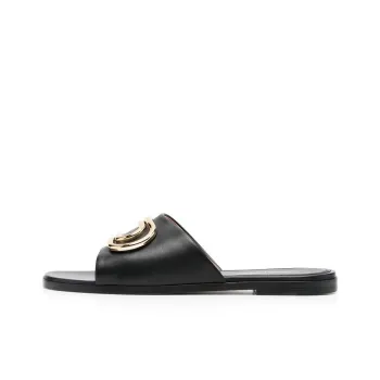 OFF WHITE Paperclip Leather Sandals 'Black Gold' Women's