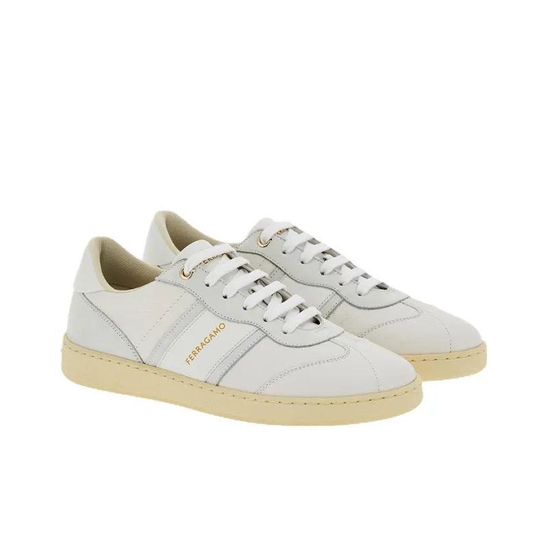 FERRAGAMO Logo-print Lace-up Leather Sneakers-2