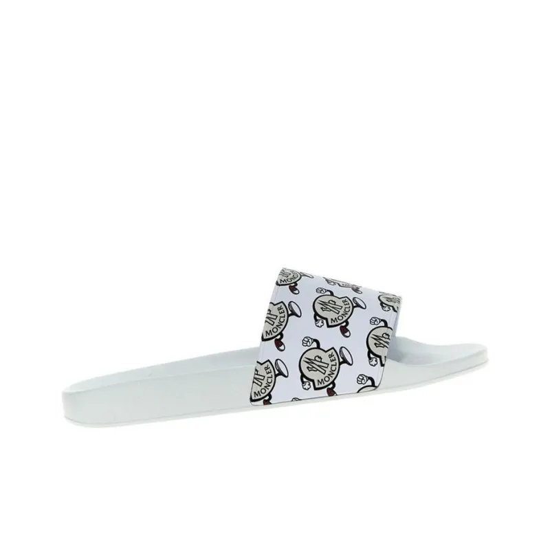 Moncler Basile Slide Logo Print White-3