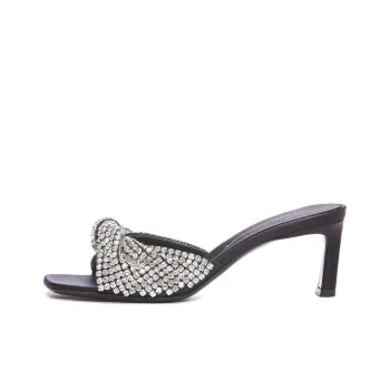 SERGIO ROSSI Abrasion-Resistant Slide Slippers 6cm Women's Black