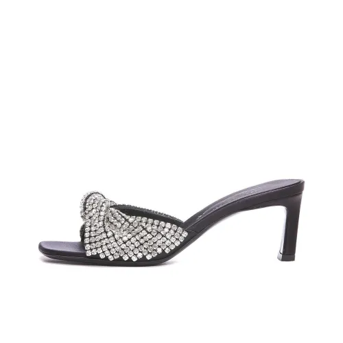 SERGIO ROSSI Abrasion-Resistant Slide Slippers 6cm Women's Black