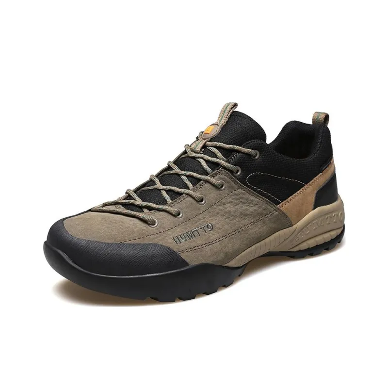 HUMTTO Pig Leather Water Repellent Cushioning, Slip Resistant, And Abrasion Resistant Low Top Outdoor Shoes Khaki-1