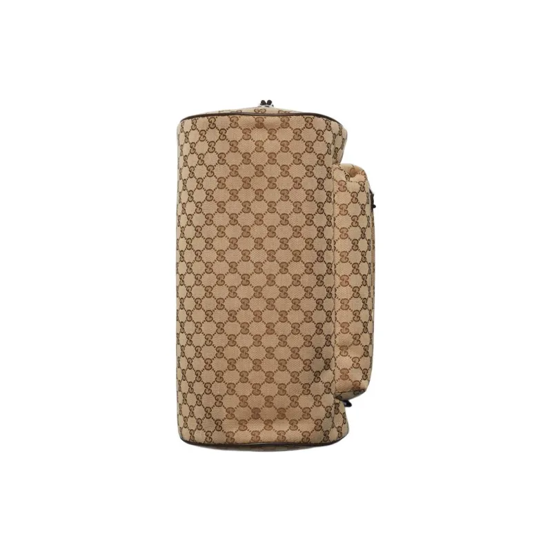 GUCCI Canvas With Leather Trim One Shoulder Crossbody Handbag, Travel Bag Medium Size Men's Beige & Ebony-4