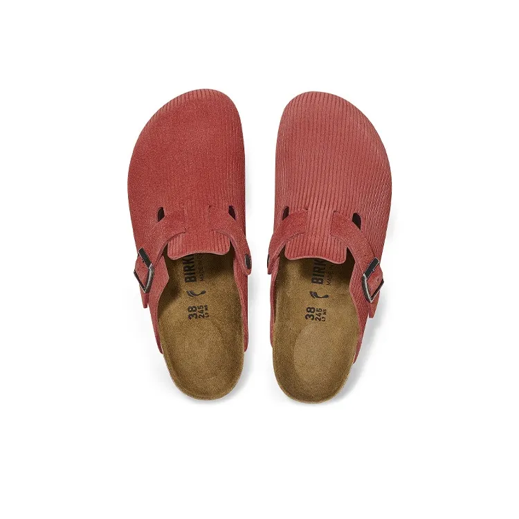 Birkenstock Boston Embossed Corduroy Suede Sienna Red-3