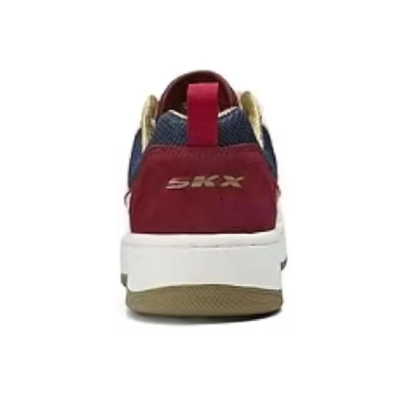 Skechers Cushioning Breathable Low Top Skateboard Shoes Men's White Red Blue-3