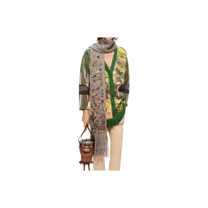 LOEWE X Howls Embellished Scarf In Cashmere And Wool Blend-2