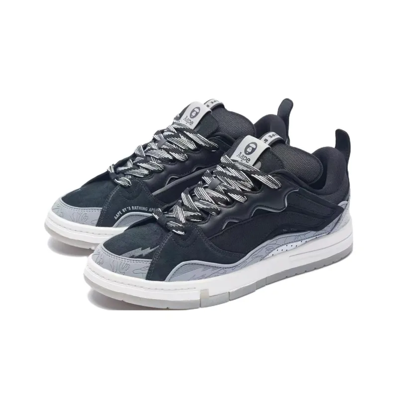 Aape X LiNing Skateboard Shoes Men Low Top Black/Snow Gray-2
