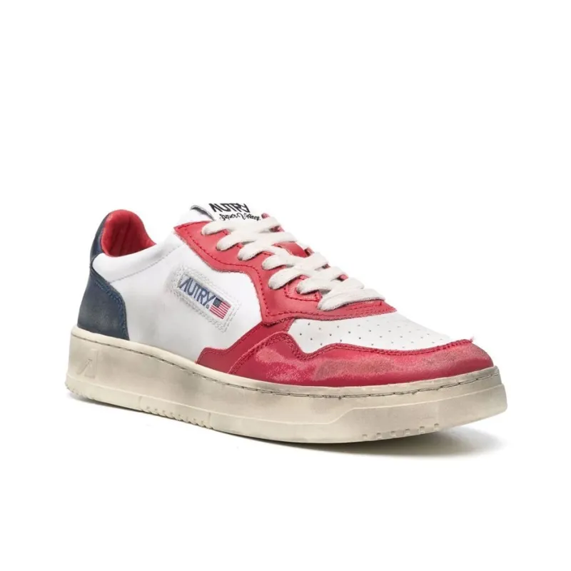 AUTRY Medalist Super Vintage Leather Low Sneakers 'White Black Red' Women's-1