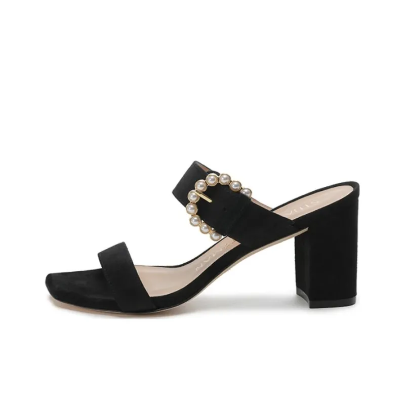 Stuart Weitzman/SW Slip Resistant Slide Slippers Women's Black-0