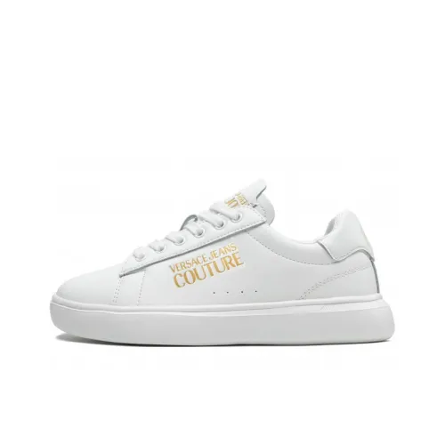 VERSACE JEANS Skateboard Shoes Women's Low-Top White/Gold