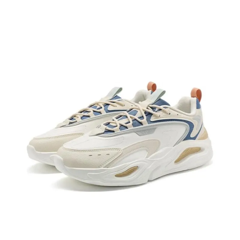 XTEP Slip Resistant, Abrasion Resistant, Breathable Low Top Sports Casual Shoes Men's Sail White, Tea White, Deep Blue-1