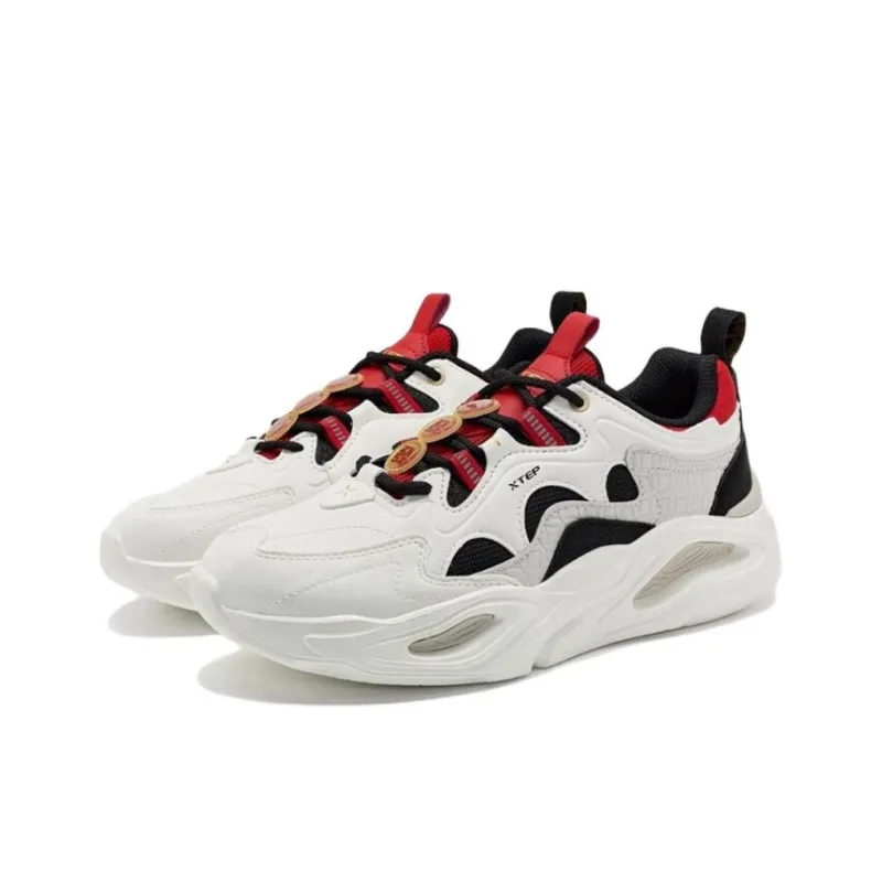 XTEP Mi Fan Mifan Anti Slip Wear Resistant Low Top Sports Casual Shoes White Black Red-1