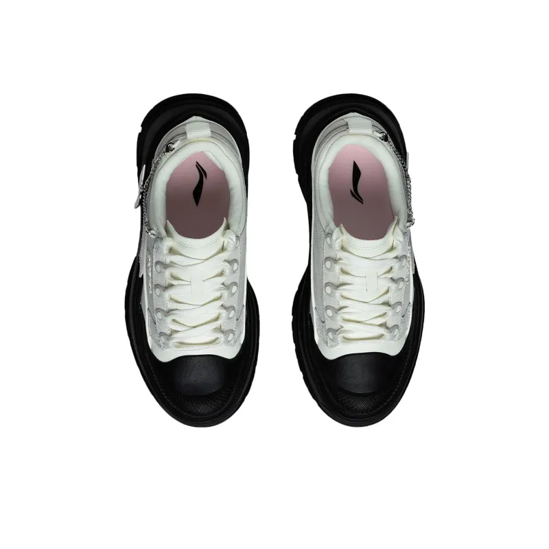 LiNing Anti Slip Wear Resistant Low Top Sports Casual Shoes Women's White Black-3