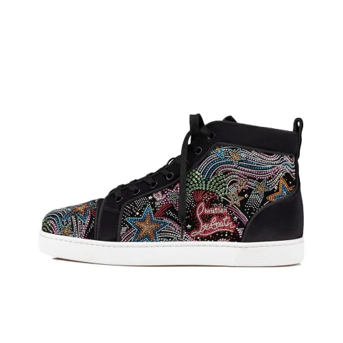 Christian Louboutin Hot Chick Starlight Skateboard Shoes Men High-Top Black/Red/Blue/Silver