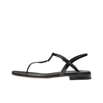 MIU MIU Logo-plaque Leather Flat Sandals