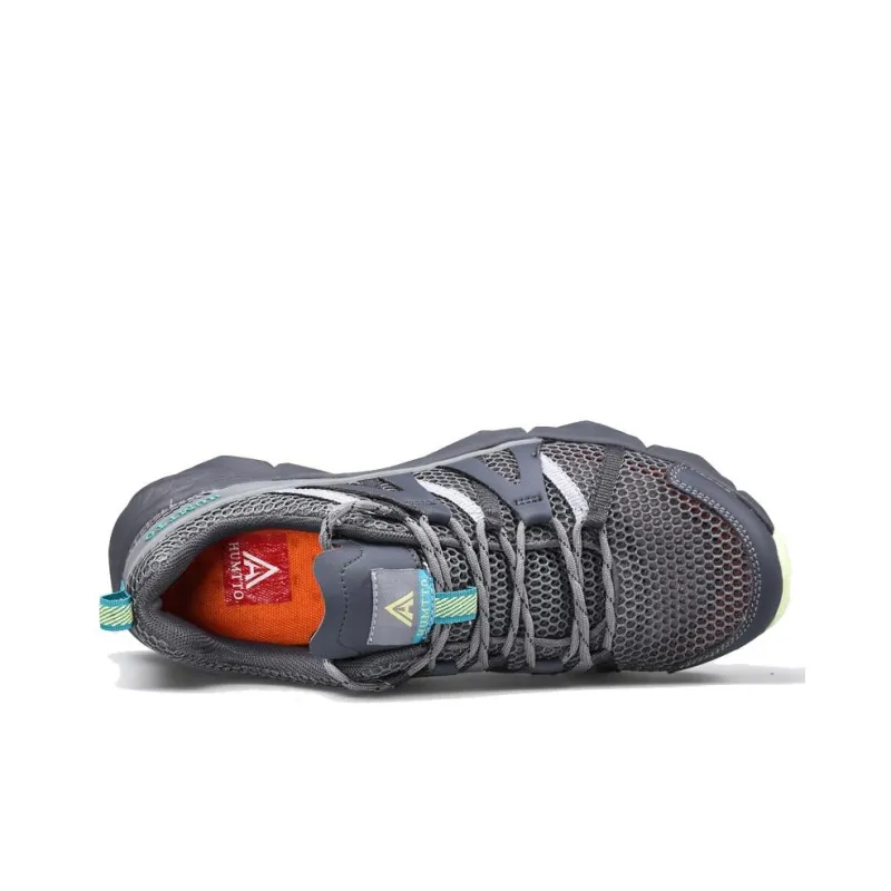HUMTTO Cushioning Anti Slip Wear Resistant Breathability Low Top Outdoor Shoes Men's Blue Gray-2