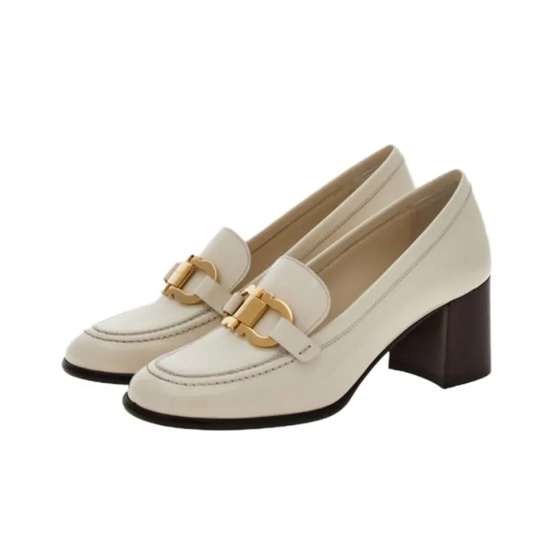 FERRAGAMO Loafers 6cm Women's White-2