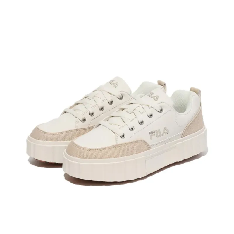 FILA Sand Blast Row Sand Blast Row Lightweight And Breathable Low Top Skateboard Shoes Unisex Ecru Korean Style-1
