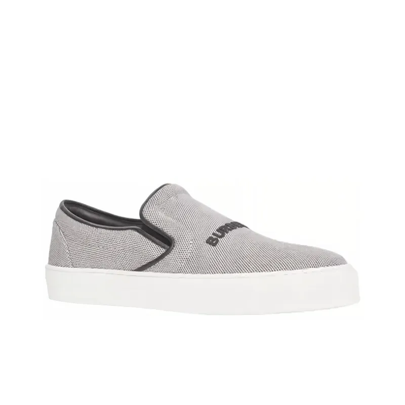 Burberry Canvas And Leather Slip-On Sneaker Black White-1