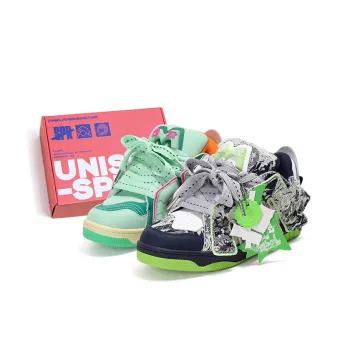 ADCDAVINCI Wheat Whirlwind Collection Mismatched Low Top Skateboard Shoes Unisex Dusty Blue & Green Puffy Shoes