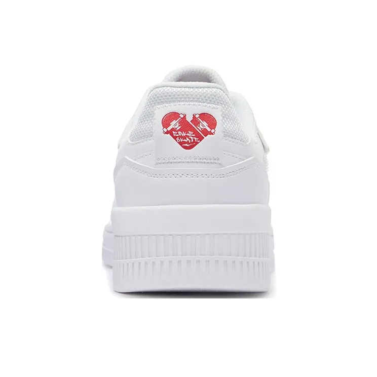 Erke Latte Low Top Skateboard Shoes Men's White Red-4