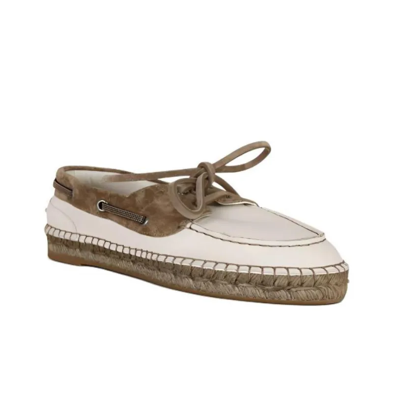 Brunello Cucinelli Panelled Lace Up Flat Shoes Women's-3