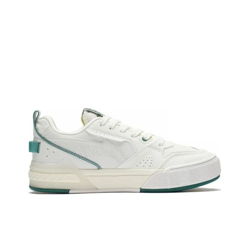 LiNing Great Way Prosperous Journey Slip Resistant Warm Low Top Skateboard Shoes Men's White Green-1