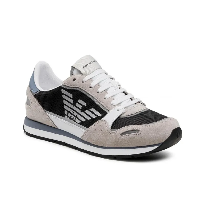 EMPORIO ARMANI Abrasion Resistant Low Top Sports Casual Shoes Men's Beige Black-2