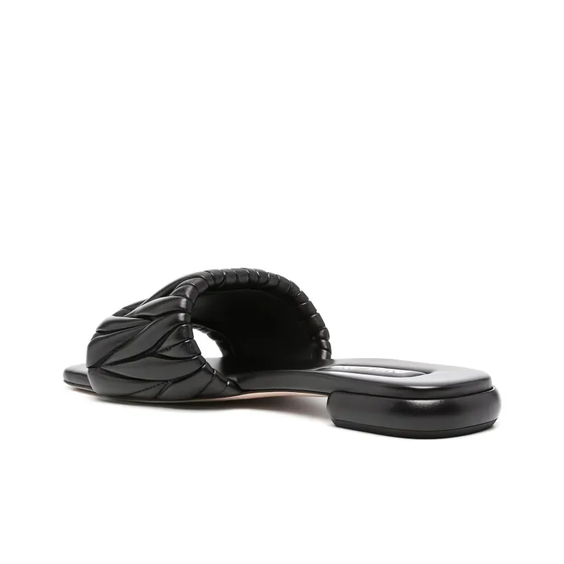 MIU MIU Matelassé Slide Slippers Women's Black-4