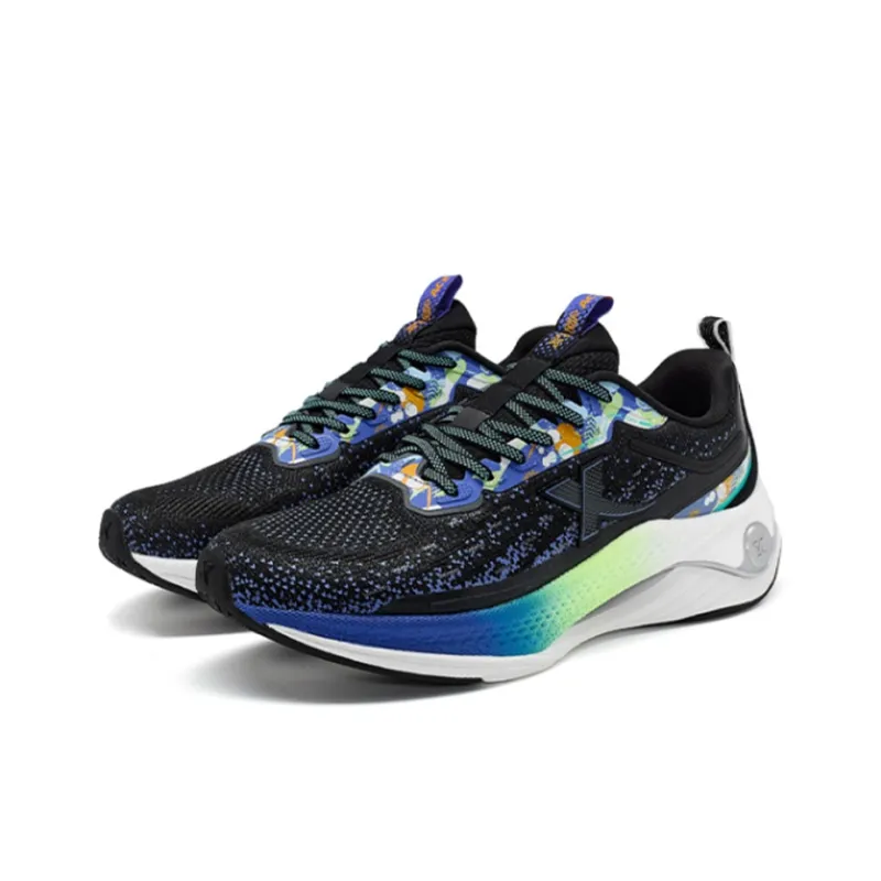 XTEP Cushioning Anti Slip And Wear Resistant Low Top Running Shoes Men's Black Green Blue-2