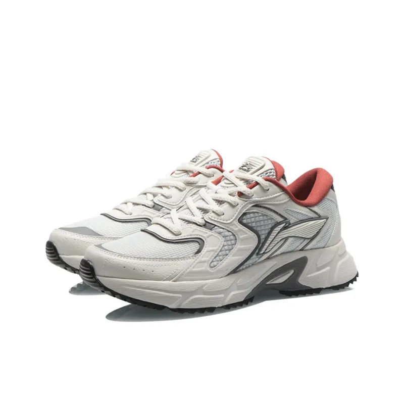LiNing Shock Absorbing, Non Slip, Wear Resistant, Breathable And Lightweight Low Top Running Shoes Men's Gray White-2