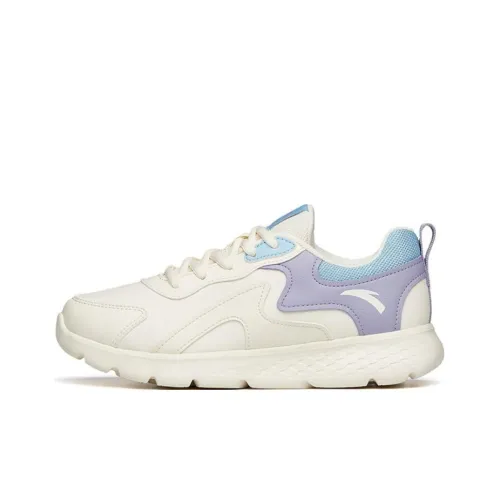 ANTA Running Shoes Women's Low-Top Light Beige/White/Yang Xu Purple/Waterfall Blue