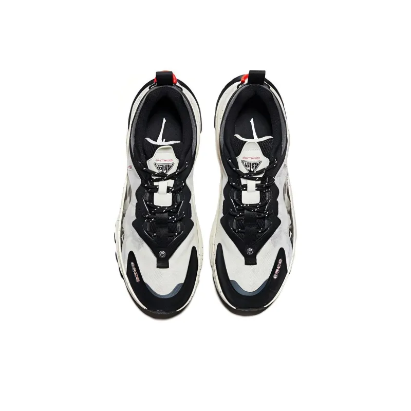 Erke Morning Mist Evening Mist Anti Slip Wear Resistant Low Top Sports Casual Shoes Men's Black White-2