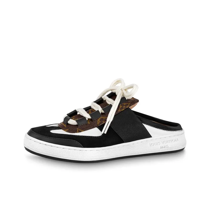 LOUIS VUITTON Lous Abrasion Resistant Closed Toe Slippers Women's White Black Brown-0