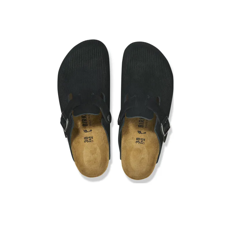 Birkenstock Boston Embossed Corduroy Suede Black-3