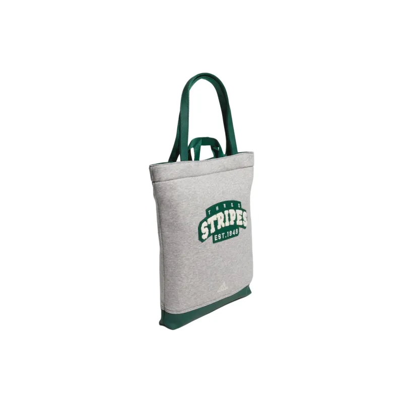 Adidas Cotton Blended With Recycled Polyester Tote Bag Shopping Bag Handbag Unisex Medium Heather Gray & Green-1