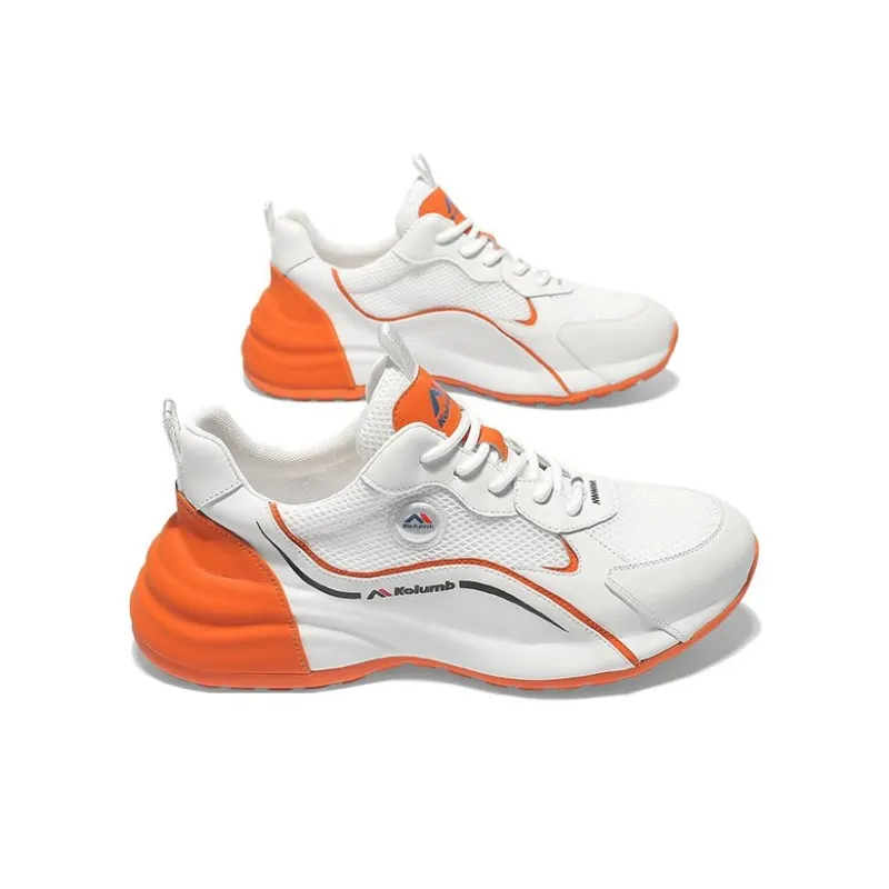Kolumb Slip Resistant And Breathable Low Top Casual Shoes Men's White Orange-1