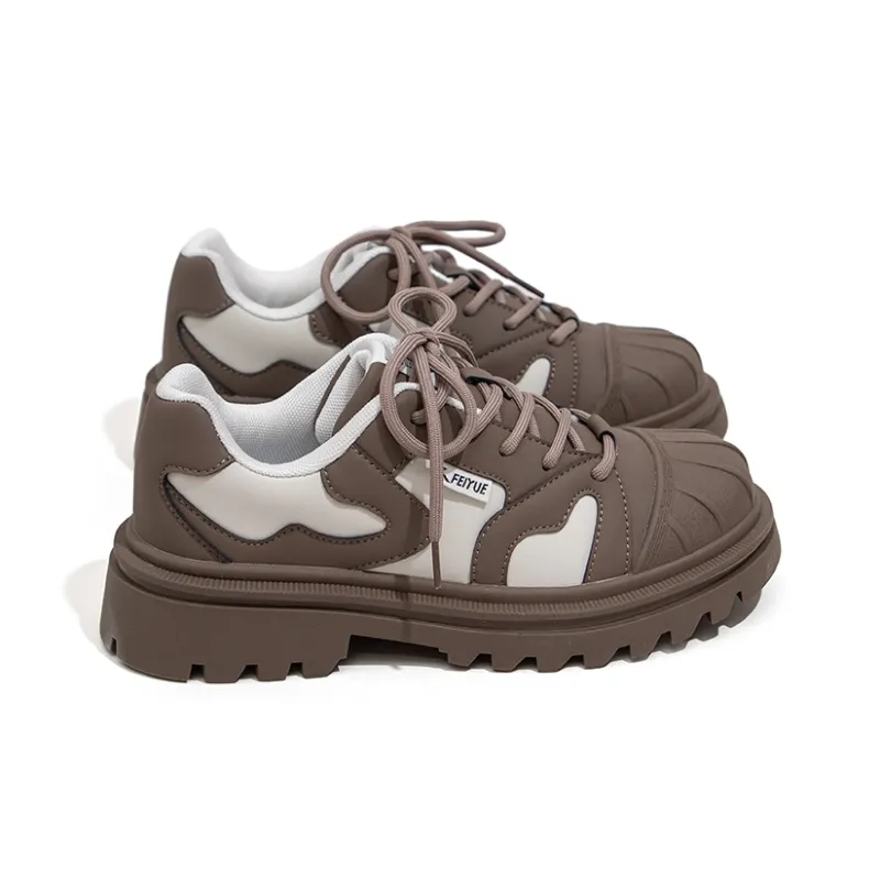 Feiyue Low-Top Skateboard Shoes Women's Beige Brown-1